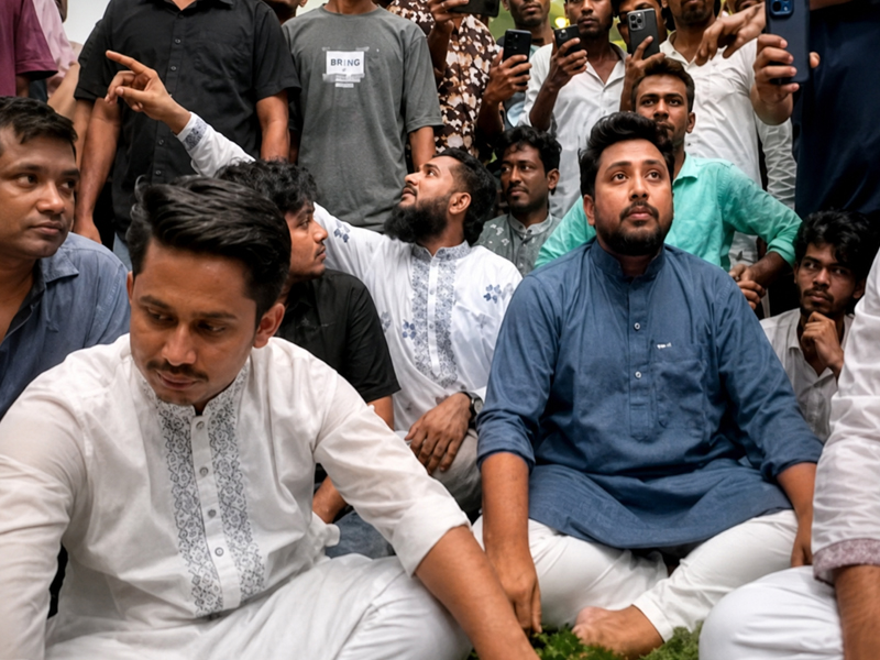 হবিগঞ্জে ১৪৪ ধারা ও দফায় দফায় পুলিশের বাধা এনসিপির সড়কে অবস্থান