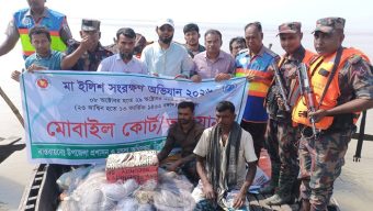 নিষেধাজ্ঞা অমান্য করে পদ্মায় ইলিশ শিকার, দুই জেলের কারাদণ্ড